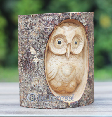 Wooden Owl, Handmade From Jempinis Wood