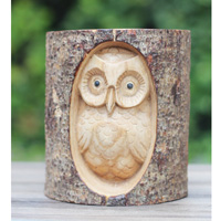 Wooden Owl, Handmade From Jempinis Wood