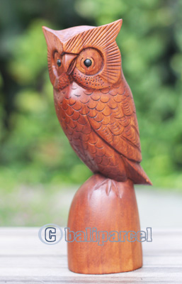 Wooden Owl, Handmade From Hibiscus Wood