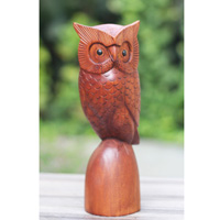 Wooden Owl, Handmade From Hibiscus Wood