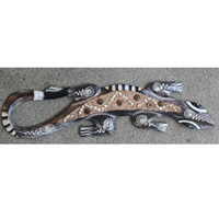 Singel Gecko Wall Plaque, Handcarved From Albesia Wood Inlaid With Sand Stone