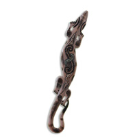 Singel Gecko Wall Plaque, Handcarved From Albesia Wood Inlaid With Sand Stone