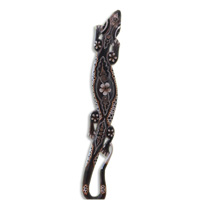 Singel Gecko Wall Plaque, Handcarved From Albesia Wood