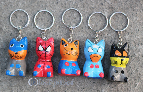 Cat Keyrings, Handmade From Wood
