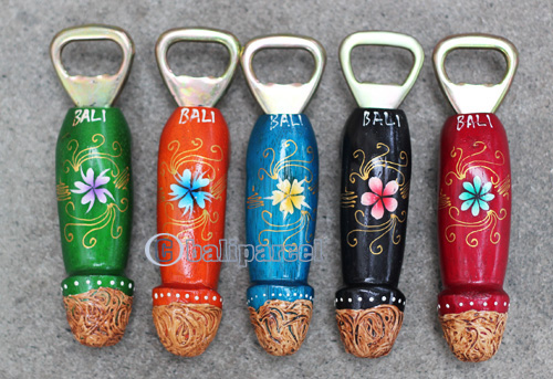 Bottle Opener With Painted Set Of 5, Handmade From Albesia Wood