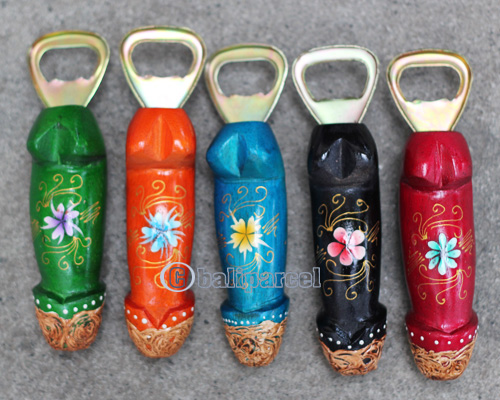 Bottle Opener With Painted Set Of 5, Handmade From Albesia Wood