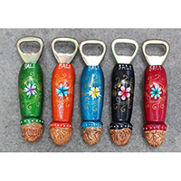 Bottle Opener With Painted Set Of 5, Handmade From Albesia Wood