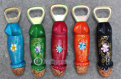 Bottle Opener With Painted Set Of 5, Handmade From Albesia Wood