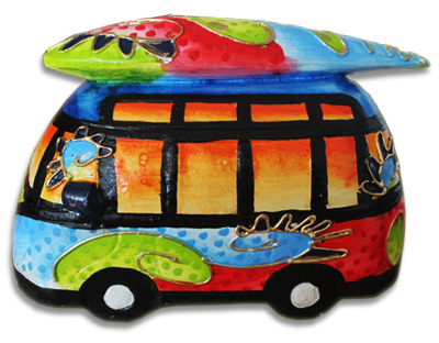 Wooden Car Coin Box, Made From Albesia Wood With Crazy Color