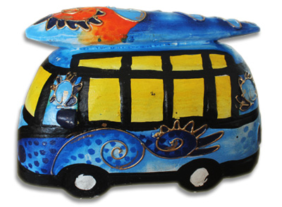 Wooden Car Coin Box, Made From Albesia Wood With Crazy Color