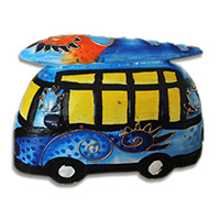 Wooden Car Coin Box, Made From Albesia Wood With Crazy Color