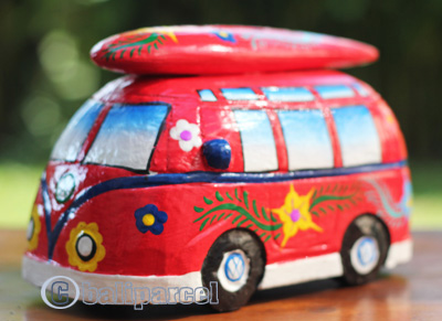 Wooden Car Coin Box, Made From Albesia Wood With Painted