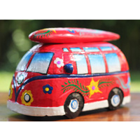 Wooden Car Coin Box, Made From Albesia Wood With Painted