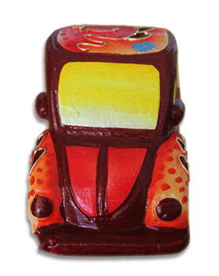 Wooden Miniatur Car, Handmade From Albesia Wood With Crazy Color