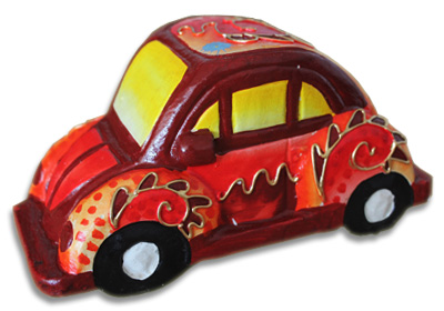 Wooden Miniatur Car, Handmade From Albesia Wood With Crazy Color