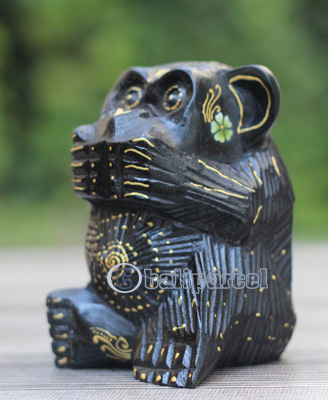 Wooden Monkey With Painted Handmade From Albesia Wood