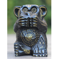 Wooden Monkey With Painted Handmade From Albesia Wood