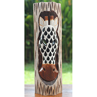 Wooden Mask, Hand Carved From Albesia Wood