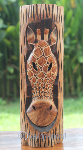 Wooden Mask, Hand Carved From Albesia Wood