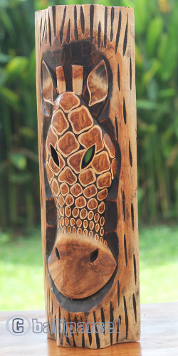 Wooden Mask, Hand Carved From Albesia Wood