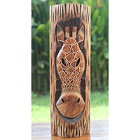 Wooden Mask, Hand Carved From Albesia Wood