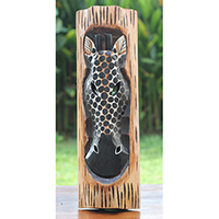 Wooden Mask, Hand Carved From Albesia Wood