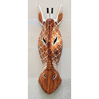 Wooden Mask, Hand Carved From Albesia Wood