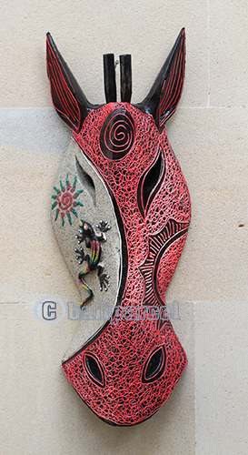 Wooden Mask, Hand Carved From Albesia Wood
