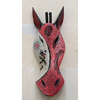 Wooden Mask, Hand Carved From Albesia Wood