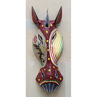 Wooden Mask, Hand Carved From Albesia Wood