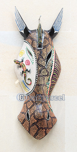 Wooden Mask, Hand Carved From Albesia Wood