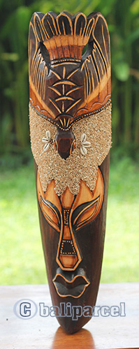 Wooden Mask, Hand Carved From Albesia Wood