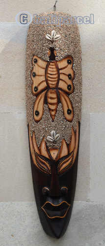 Wooden Mask, Hand Carved From Albesia Wood