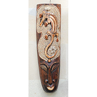Wooden Mask, Hand Carved From Albesia Wood