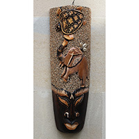 Wooden Mask, Hand Carved From Albesia Wood