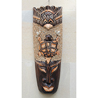 Wooden Mask, Hand Carved From Albesia Wood