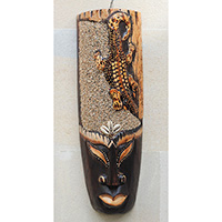Wooden Mask, Hand Carved From Albesia Wood