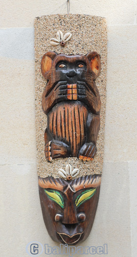 Wooden Mask, Hand Carved From Albesia Wood