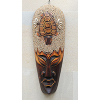 Wooden Mask, Hand Carved From Albesia Wood