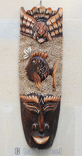 Wooden Mask, Hand Carved From Albesia Wood