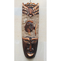 Wooden Mask, Hand Carved From Albesia Wood