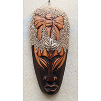 Wooden Mask, Hand Carved From Albesia Wood