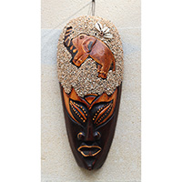 Wooden Mask, Hand Carved From Albesia Wood