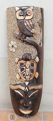 Wooden Mask, Hand Carved From Albesia Wood