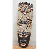 Wooden Mask, Hand Carved From Albesia Wood