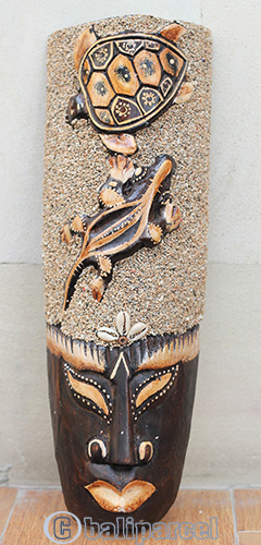 Wooden Mask, Hand Carved From Albesia Wood