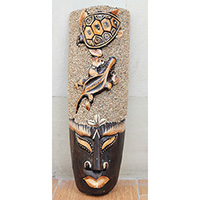 Wooden Mask, Hand Carved From Albesia Wood
