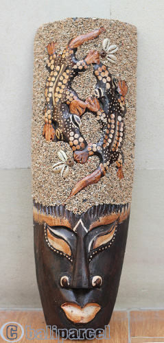 Wooden Mask, Hand Carved From Albesia Wood