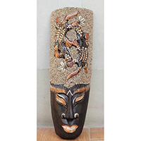 Wooden Mask, Hand Carved From Albesia Wood
