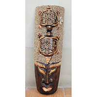Wooden Mask, Hand Carved From Albesia Wood
